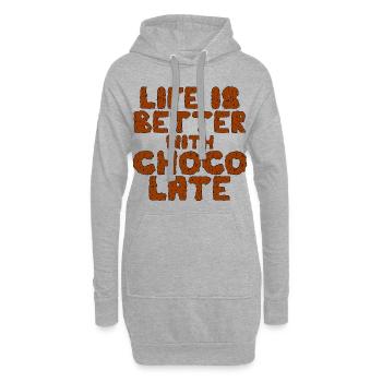 Chocolat de Noël - Paroles drôles - Sweat-shirt à capuche long Femme - gris chiné - Devant