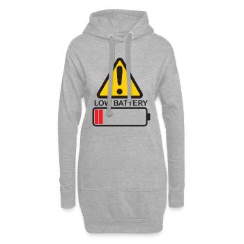 Low Battery Warning - Hoodie-Kleid - Grau meliert - Vorne