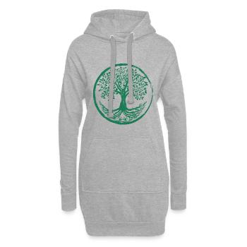 Der Baum des Lebens - Hoodie-Kleid - Grau meliert - Vorne