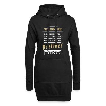 Berlin | Chose de Berlin | Sweat à capuche | Chemise noire - Sweat-shirt à capuche long Femme - noir - Devant