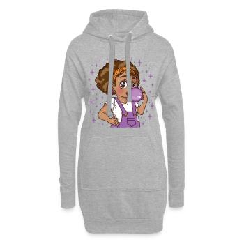 Mariama - Bubble Gum Girl - Sweat-shirt à capuche long Femme - gris chiné - Devant