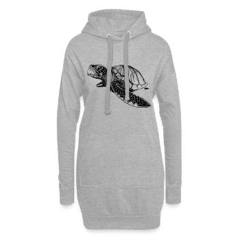 Tortue de mer - Sweat-shirt à capuche long Femme - gris chiné - Devant