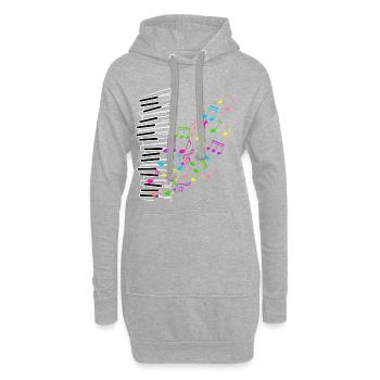 Klavier bunte Noten - Hoodie-Kleid - Grau meliert - Vorne