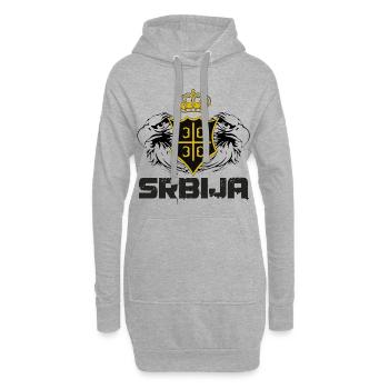 Srbija - Hoodie-Kleid - Grau meliert - Vorne