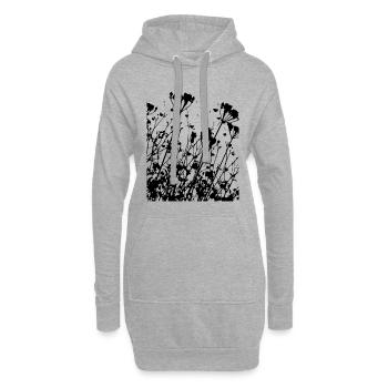 Fleurs - Sweat-shirt à capuche long Femme - gris chiné - Devant