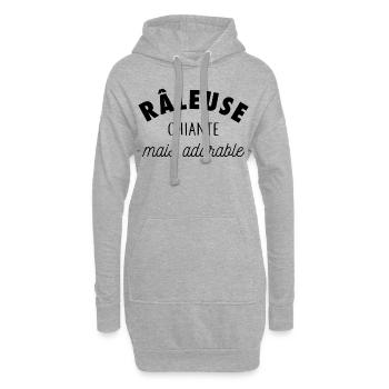 Râleuse chiante mais adorable - Sweat-shirt à capuche long Femme - gris chiné - Devant