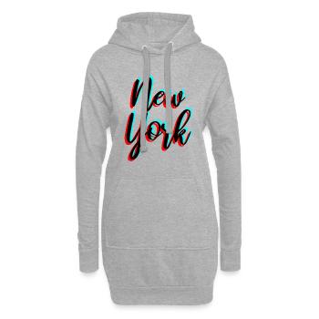 New York - Sweat-shirt à capuche long Femme - gris chiné - Devant