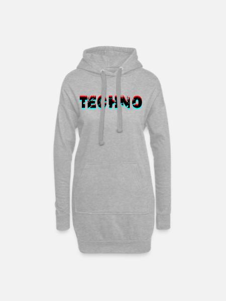 techno music design - Hoodie-Kleid - Grau meliert