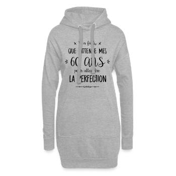 60 ans/perfection - Sweat-shirt à capuche long Femme - gris chiné - Devant