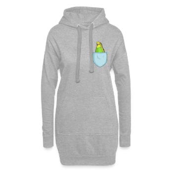 Perruche poitrine poche mignon oiseau animal de compagnie - Sweat-shirt à capuche long Femme - gris chiné - Devant