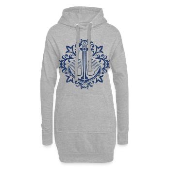 Symbole d'ancre - Sweat-shirt à capuche long Femme - gris chiné - Devant