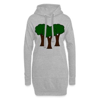 Bäume, Wald, Comic-Style - Hoodie-Kleid - Grau meliert - Vorne