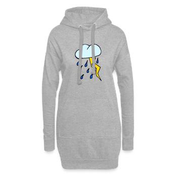 Nuage d'orage, pluie, dessin animé - Sweat-shirt à capuche long Femme - gris chiné - Devant