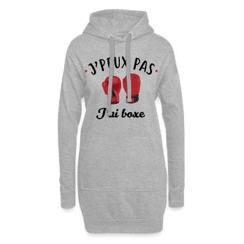 J'peux pas j'ai boxe - Sweat-shirt à capuche long Femme - gris chiné - Devant