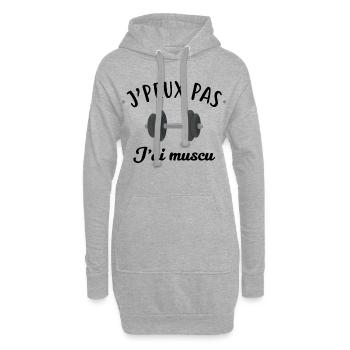 J'peux pas j'ai muscu - Sweat-shirt à capuche long Femme - gris chiné - Devant