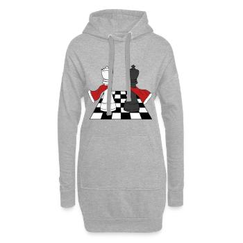 Schach - Hoodie-Kleid - Grau meliert - Vorne