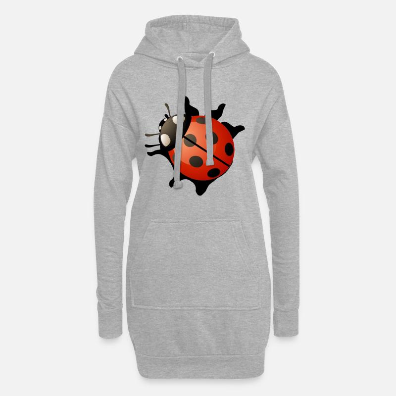 Ladybug red gift present idea - Hoodie Dress - heather grey