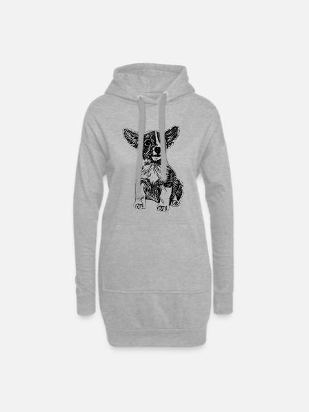 Jack Russell - Hoodie Dress - heather grey