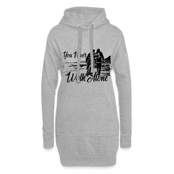 Tu ne marches jamais seul - Sweat-shirt à capuche long Femme - gris chiné - Devant