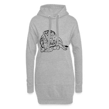 Les lions se serrent les coudes - Sweat-shirt à capuche long Femme - gris chiné - Devant