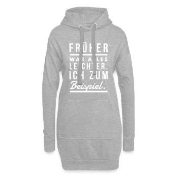 Früher war alles leichter Spruch Tshirt - Hoodie-Kleid - Grau meliert - Vorne