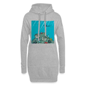 planète verte - protéger l'océan - Sweat-shirt à capuche long Femme - gris chiné - Devant