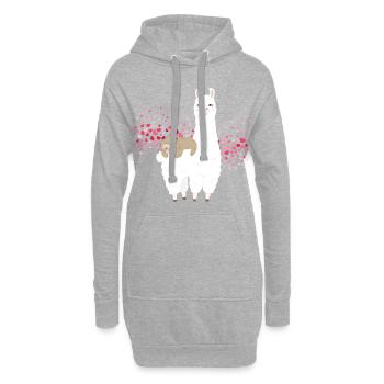 Faultier Alpaka Lama Schläft Reitet Herz Riding - Hoodie-Kleid - Grau meliert - Vorne