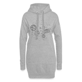 Ciel étoilé - Espace - Voyage dans l'espace - Planètes - Sweat-shirt à capuche long Femme - gris chiné - Devant