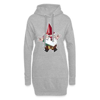 fête de nain de jardin - Sweat-shirt à capuche long Femme - gris chiné - Devant