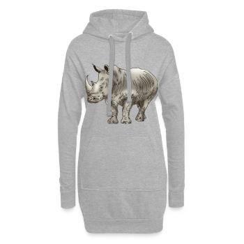 Nashorn Dickhäuter Rhino - Hoodie-Kleid - Grau meliert - Vorne