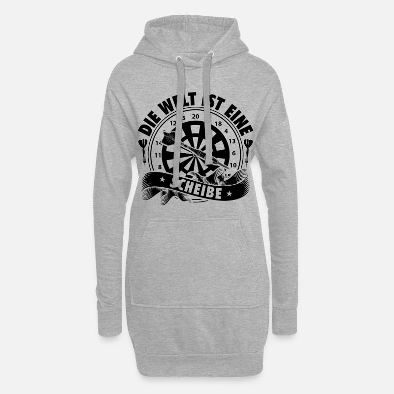 Dartscheibe | Darten Darter Dart Darts Geschenke - Hoodie-Kleid - Grau meliert