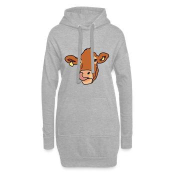 Vache, Animal, Animaux domestiques, BD - Sweat-shirt à capuche long Femme - gris chiné - Devant