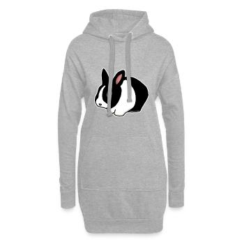 Zwergkaninchen, Hase, süß, Comic - Hoodie-Kleid - Grau meliert - Vorne