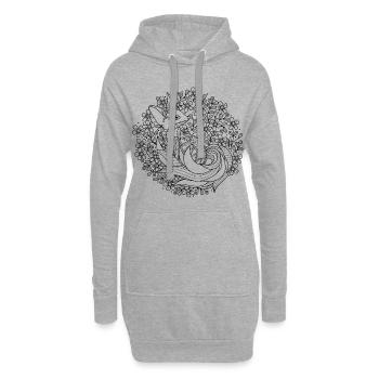Fuchs. Fox. Mandala Style. - Hoodie-Kleid - Grau meliert - Vorne