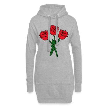 Fleurs roses rouges - Sweat-shirt à capuche long Femme - gris chiné - Devant
