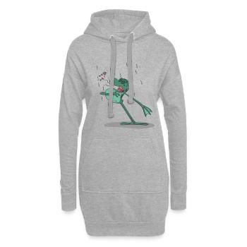 Lustiger Frosch singt im Regen - Hoodie-Kleid - Grau meliert - Vorne