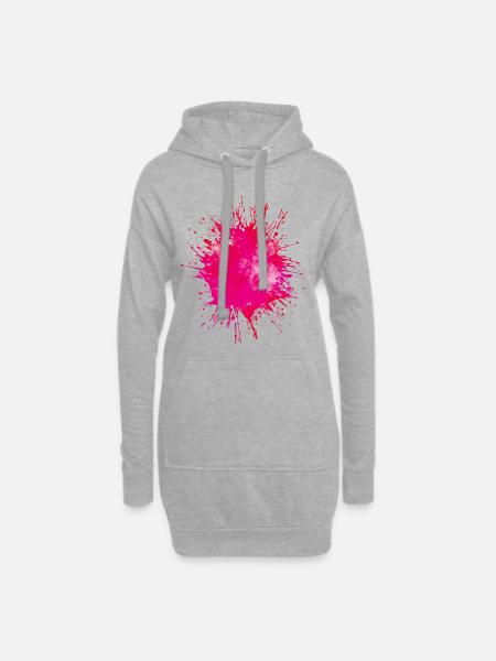 farbklecks pink - Hoodie-Kleid - Grau meliert