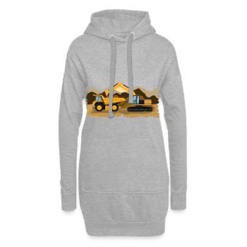 Bagger Kipper Geschenk Geschenkidee - Hoodie-Kleid - Grau meliert - Vorne
