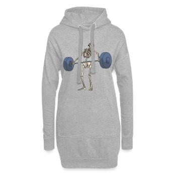 Skelett mit Langhantel Gewichtheben Squat Fitness - Hoodie-Kleid - Grau meliert - Vorne