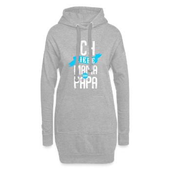 Ich liebe Mama und Papa - Hoodie-Kleid - Grau meliert - Vorne