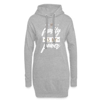 Love Familie Spruch Power - Hoodie-Kleid - Grau meliert - Vorne