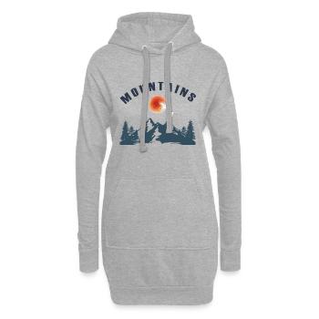 Montagnes Nature Montagnes avec soleil et oiseaux - Sweat-shirt à capuche long Femme - gris chiné - Devant