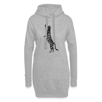 Katze - Hoodie-Kleid - Grau meliert - Vorne