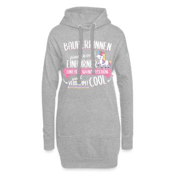 Bauherrin Bauherr Hausbau Einhorn Spruch - Hoodie-Kleid - Grau meliert - Vorne