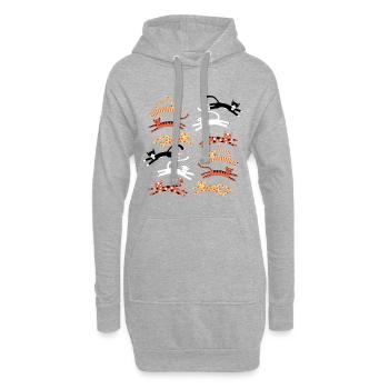 Chats sautant - Sweat-shirt à capuche long Femme - gris chiné - Devant