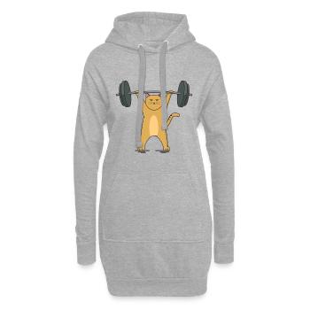 Katze Barbell - Hoodie-Kleid - Grau meliert - Vorne