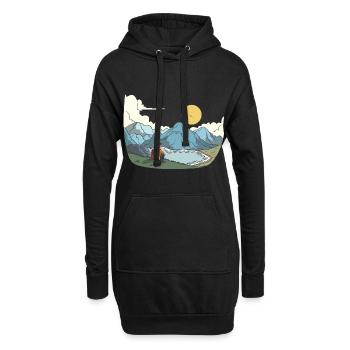 Ausblick auf Berge, Seen und Gipfel - Hoodie-Kleid - Schwarz - Vorne
