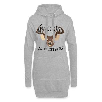 Grantler mit reh in Bayern vintage - Hoodie-Kleid - Grau meliert - Vorne