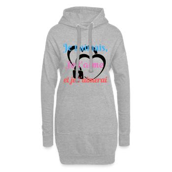 Je t aimais je t aime et je t aimerai - Sweat-shirt à capuche long Femme - gris chiné - Devant