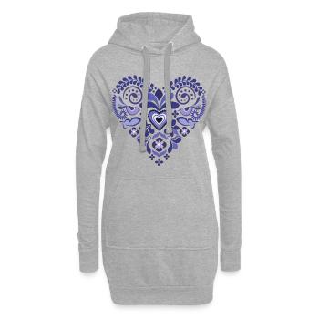 cœur - Sweat-shirt à capuche long Femme - gris chiné - Devant